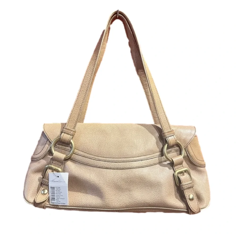 Kenneth Cole New York Pebbled Leather Satchel Purse Double Handle Carry NWT